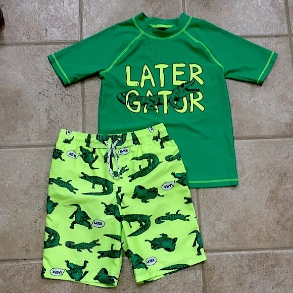 Carter’s Boys Alligator Gator Rashguard and Swim Shorts or Trunks - Picture 14 of 15